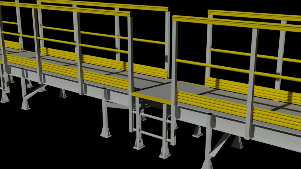 3D rendering of an access ladder to a raised walkway