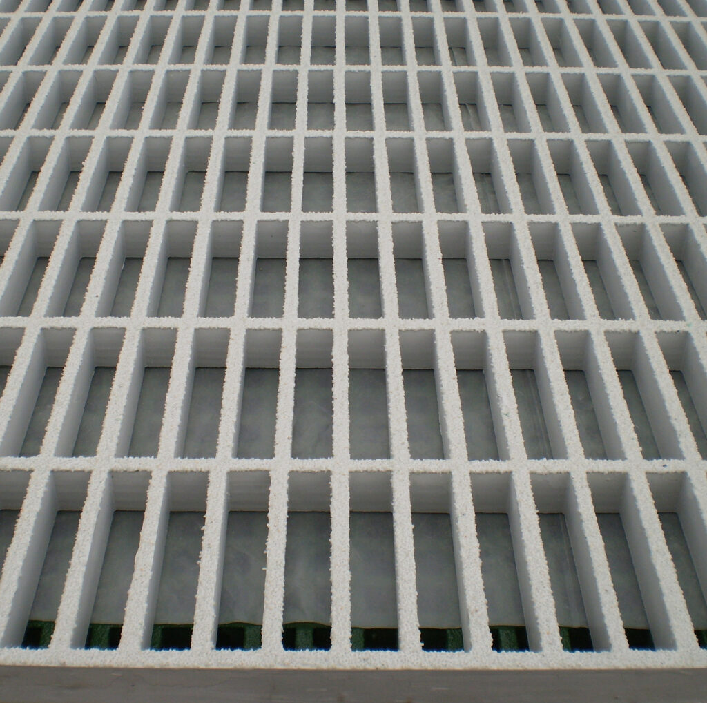 Close-up of QuartzGrip Vinyl Ester Grating showing the anti-slip finish