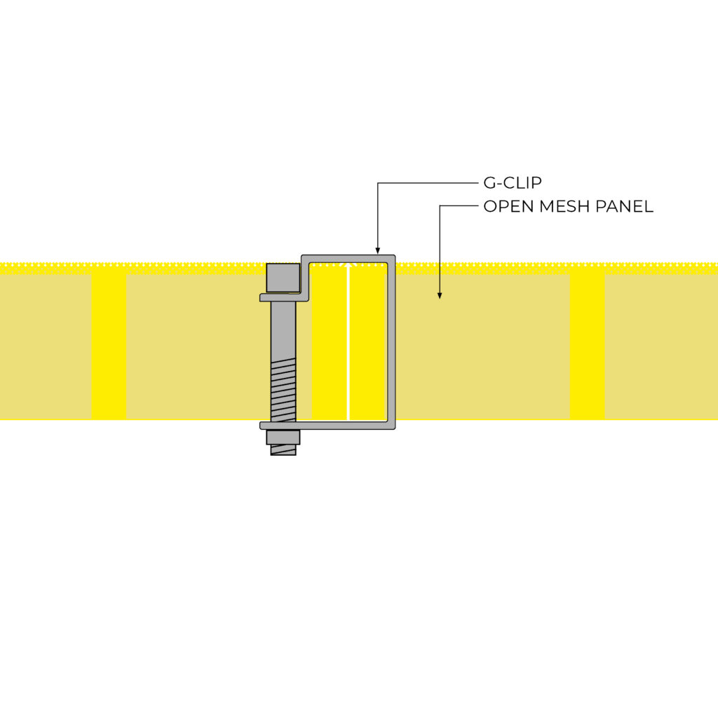 Specialist GRP Fixing for open mesh panels